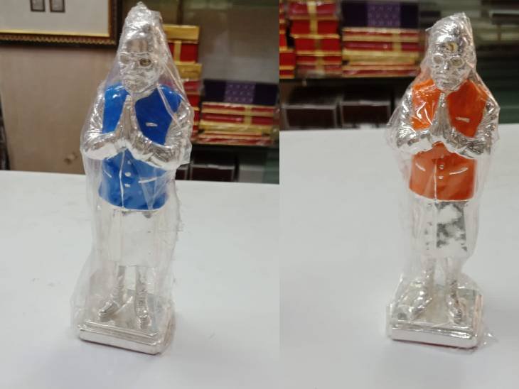 पीएम मोदी की चांदी की प्रतिमा हुई तैयार, सोने का रथ भी