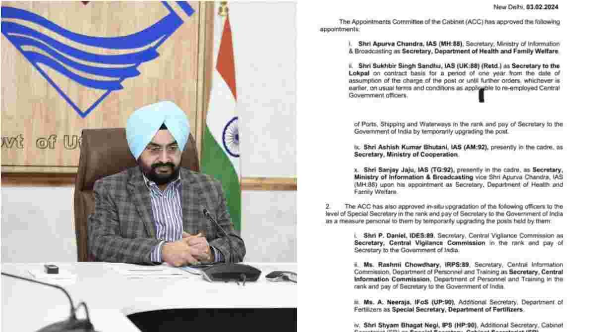 उत्तराखंड के पूर्व मुख्य सचिव एस एस संधू को केंद्र मे मिली लोकपाल के सचिव की जिम्मेदारी