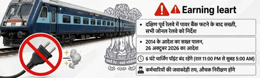 दिल्ली ब्रेकिंग: ट्रेन में चार्जिंग पर बड़ी पाबंदी
